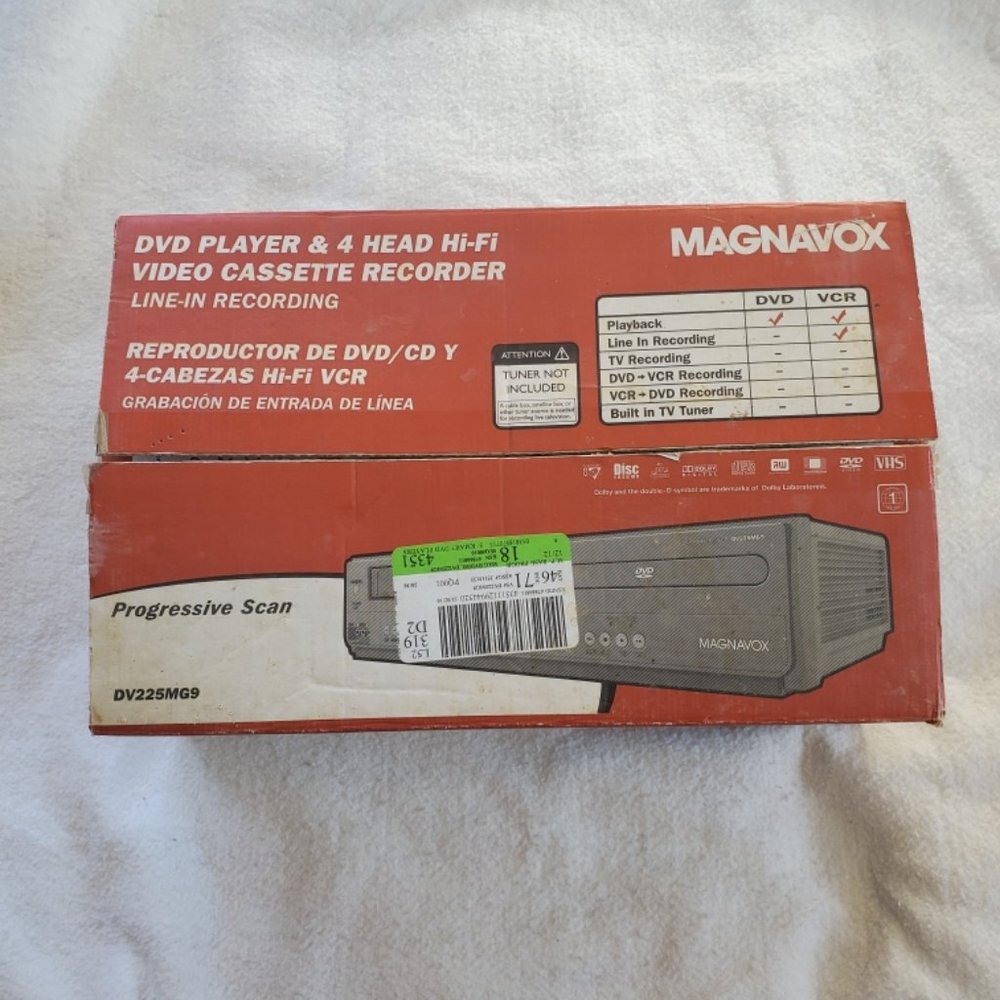 Magnavox DV225MG9 DVD Player & 4-Head Hi-Fi VHS Recorder VCR Combo NEW IN BOX